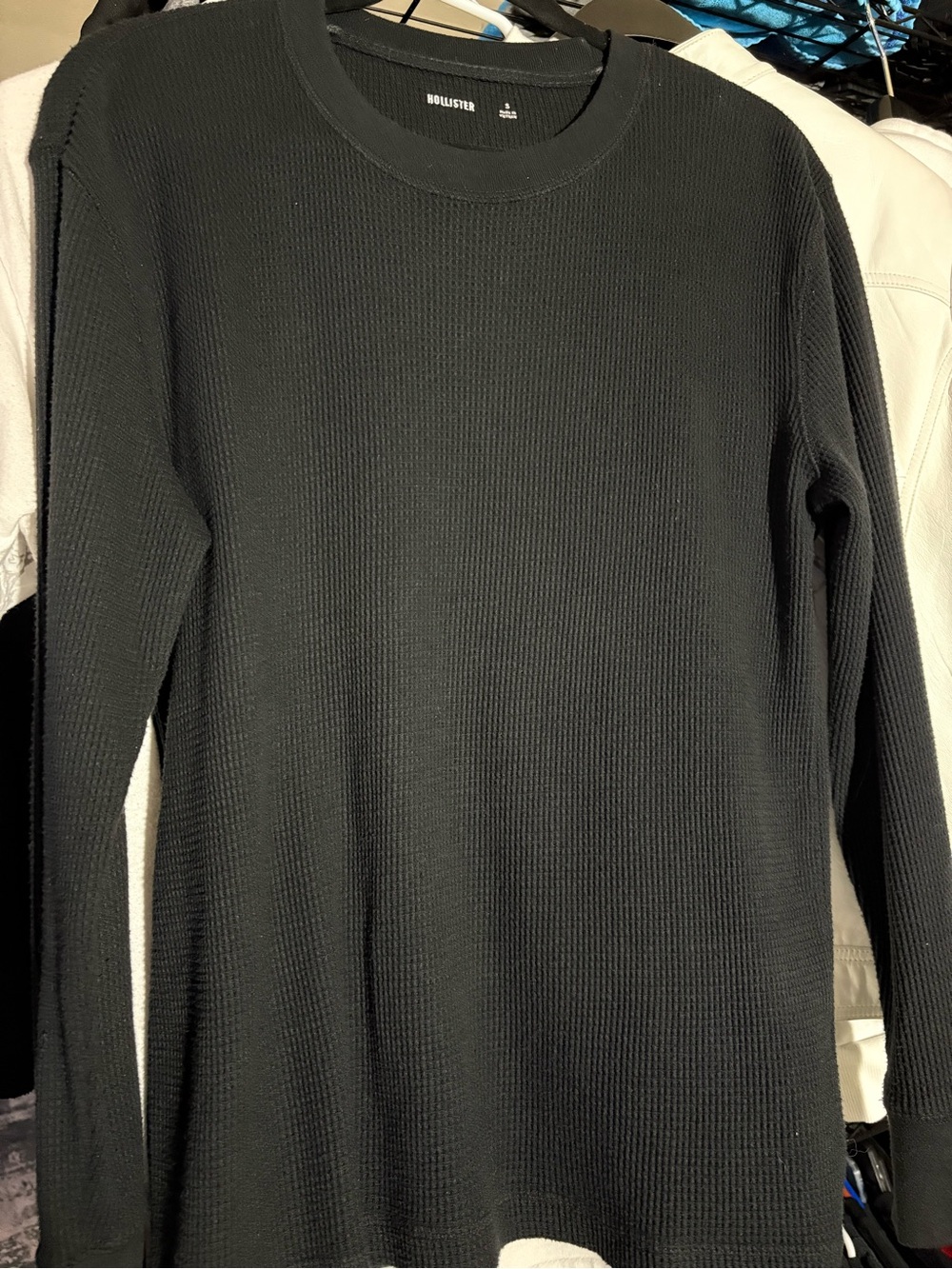 Hollister Men's Black Waffle Crewneck Sweater